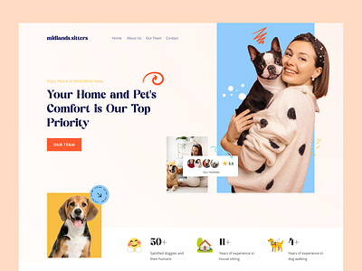 Midlands.Sitters blue cats colourful dogs figma fun house house sitters modern orange pet sitters pet sitting pets ui uiux ux web design website website ui design yellow