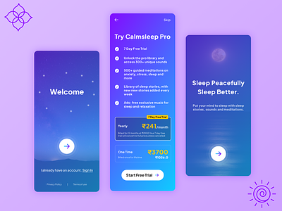 Calm Sleep - Stress Meditation app - Mobile design app application calm sleep download figma free download free apps figma free files download meditation meditation app mobile mobile app design sleep sleep app yoga yoga app