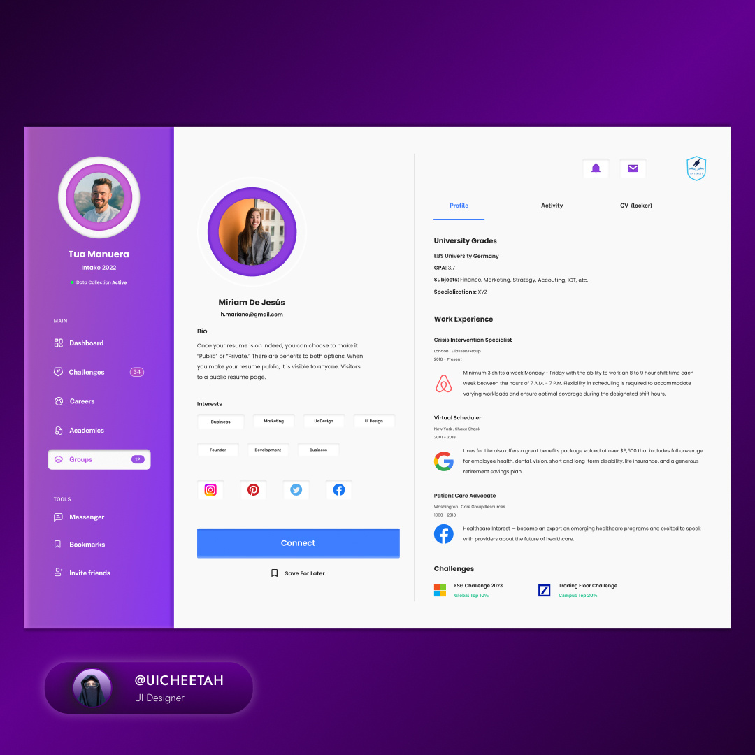 Dashboard purple 2d design web ui students university by Hafsa salman l ...