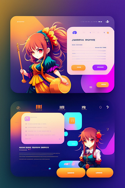 Anime game interface user interface fantasy japanese art style art branding game graphic design logo motion graphics ui