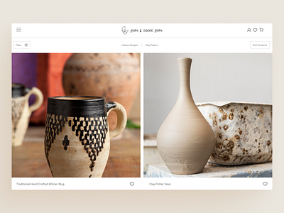 Pots & More Pots art store art web ui eccommerce figma pottery store product layout ui uiux ux web design website woocommerce
