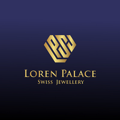 Loren Palace Swiss Jewellery abstract blue logo branding design diamond dribbble flat golden graphicdesign illustration jewellery logo lorenpalace lpsj shape shop