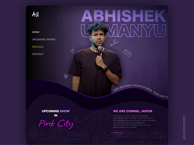 Abhishek Upmanyu- Standup Comedian Landing Page abhishek comedian funky landing page poster standup comedian upmanyu web design web ui