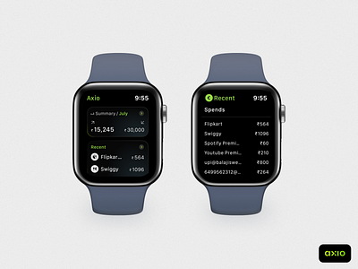Expense Tracking App Watch Version (Axio) design typography ui ux