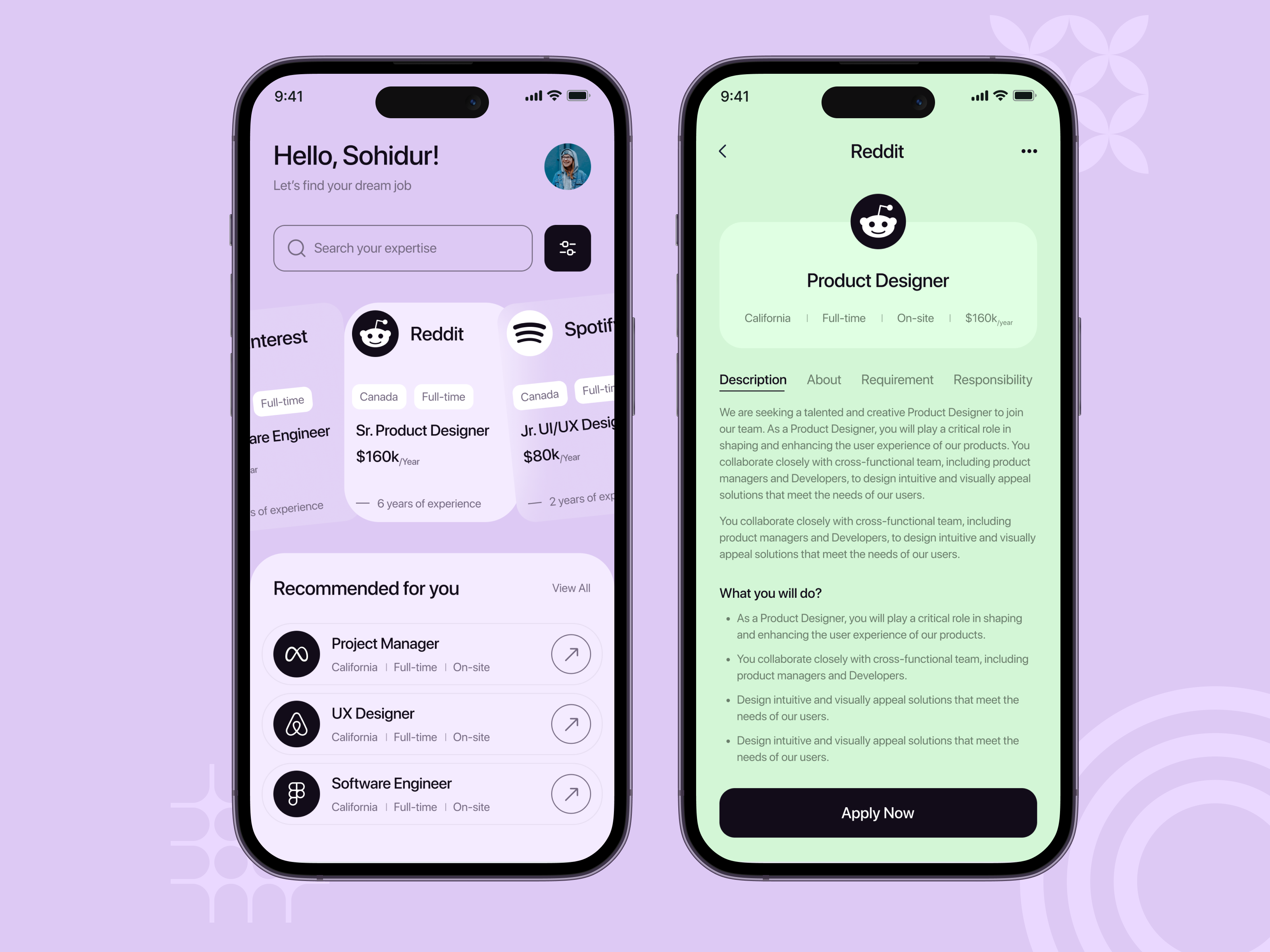 Job Finder Mobile App app design application career design find job find work finder hello dribbble hire hiring ios app job job finder app job listing job search mobile mobile app mobile design uiux work