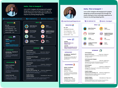 Light & Dark Theme Resume 3d branding dark theme design experience figma freelace graphic design illustration illustrator images light theme logo profile resume resume design skills uiux vector