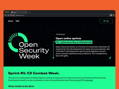 Cybersecurity digital event site acid cyber digital event green landing orange protection security site ui web