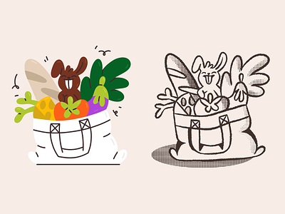 Healthy Hare 🐇 2d adobe illustrator art bunny character design clean colours design digital art groceries health illustration logo ui vegan vegetarian