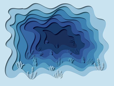 Depths of Wonder: Illustration paper cut out of underwater cave. 3d animation app branding design graphic design illustration logo motion graphics typography ui ux vector
