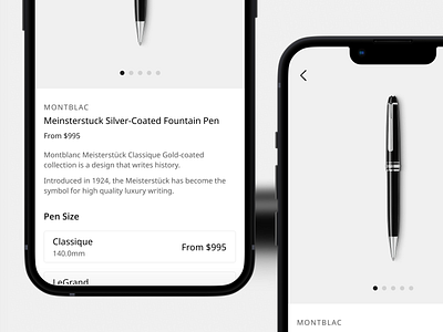 Product Detail Page - Montblac design mobile app ui ux