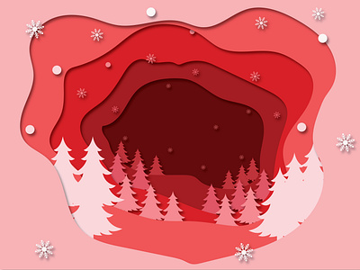 Depths of Winter : Illustration paper cut out of Winter Cave. 3d animation app branding design graphic design illustration logo motion graphics ui vector