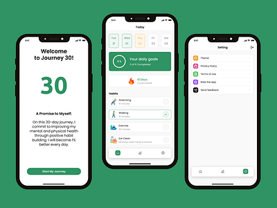 Journey30 - 30 Days Habit Challenge app designing branding design graphic design illustration ui user interface ux
