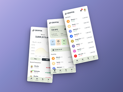 Cryptik - Cryptocurrency Buyer/Seller App agency android app app business buyerseller cryptocurrency mobile app ui ux