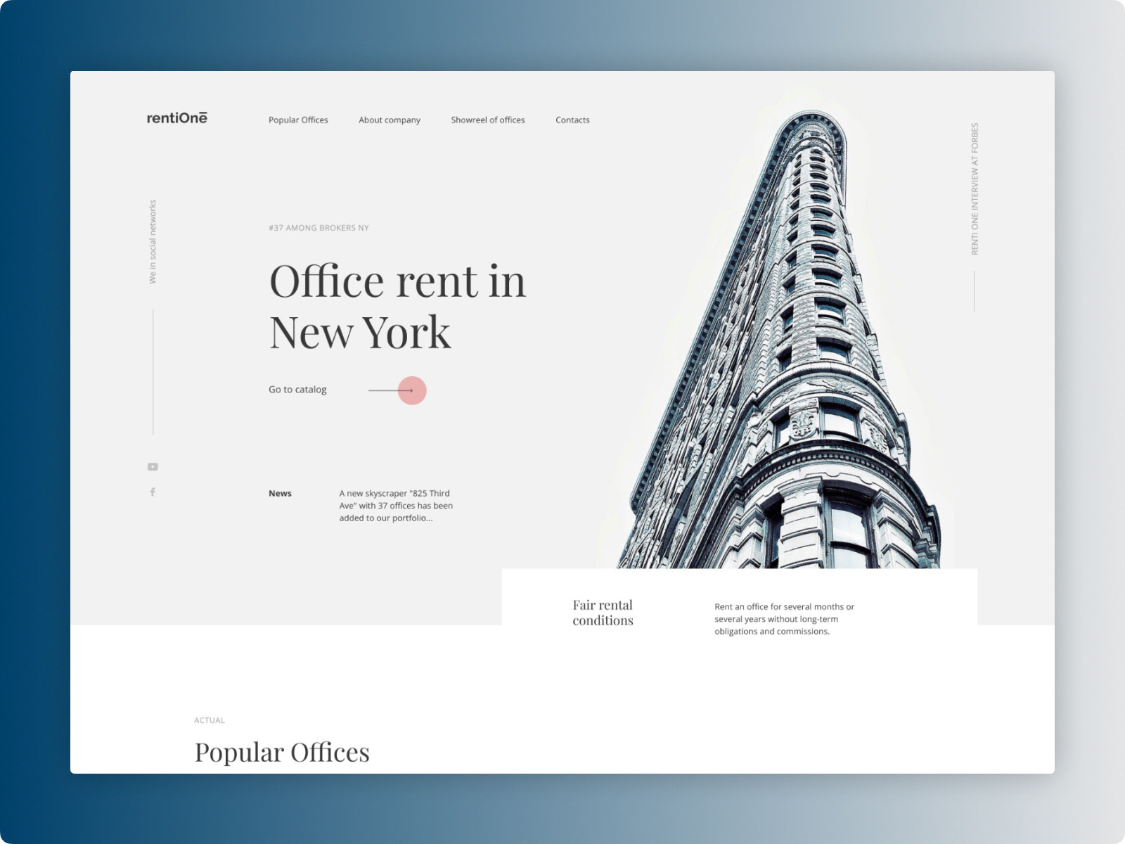 Office rent in New York - Real estate app branding design graphic design minimal typography ui ux web website