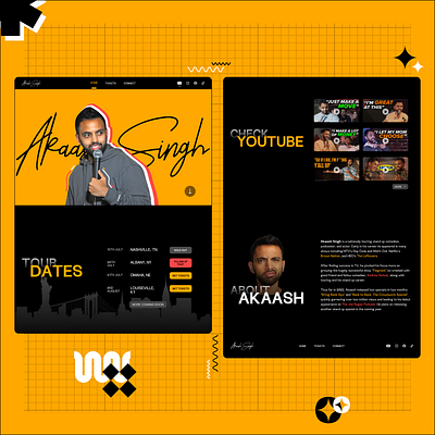 Landing page for a favorite comedian branding design landing page research ui ux