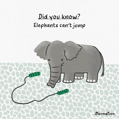 Elephants can't jump animal cartoon did you know digital art digital illustration drawing elephant elephants fun fact illustration jump procreate wildlife