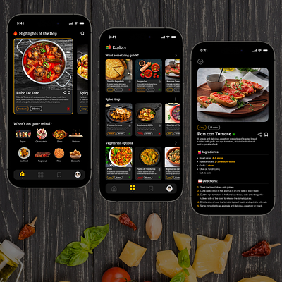 Spanish cuisine app - Sabor Buscador branding cuisine design food research spanish ui ux