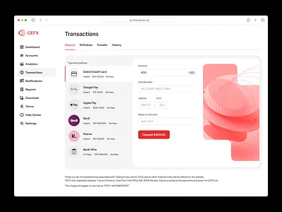 Payment form desktop web banking credit card deposit design desktop fintech form money payments product transfer ui ux withdraw