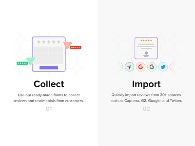 Collect and import the feedback 2d case study collaboration collect commercial design digital e commerce feedback illustration import interface kapustin outline pack set share vector