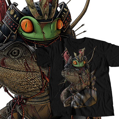 SAMURAI FROG animals apparel art artist clothing graphic design illustration