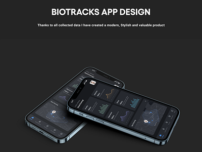 Biotrack Mobile App apple health dark ui geo fencing health fitness app health app health track mobile app mobile app design ui wellness