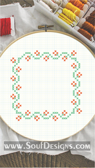 Flowers Border Embroidery Cross Stitch Pattern embroidery