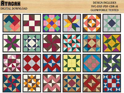 24 Barn Quilt Patterns, Quilt Blocks laser cut files