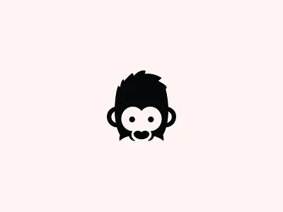 Monkey black and white brand identity branding cartoon graphic design logo logo mark logotype mark minimalism minimalistic logo modern logo simplified vector