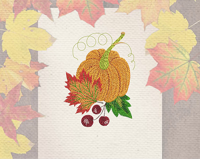 Pumpkin with a leaf — Machine embroidery design autumn embroidery embroidery design embroidery digitizer embroidery digitizing embroidery digitizing company fall pumpkin