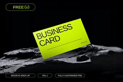 FREE - ​​​​​​​Business Card Mockup on Stone business card free minimalistic mockup stone template yellow