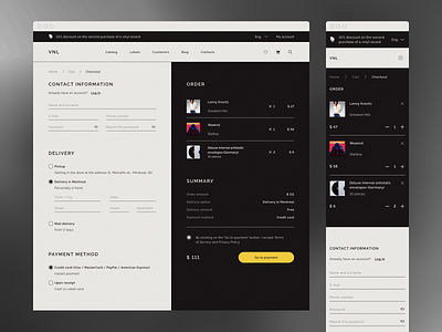 Vinyl E-commerce – Checkout page app checkout design desktop ecommerce shop ui ux uxui vinyl
