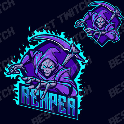 Super grim reaper mascot logo ! BestTwitch best twitch badges branding design graphic design illustration logo motion graphics new badges sub badges ui