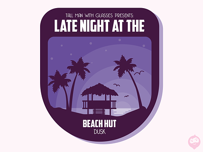 Late night at the Beach Hut beach hut branding design illustration illustrator logo sea silhouette