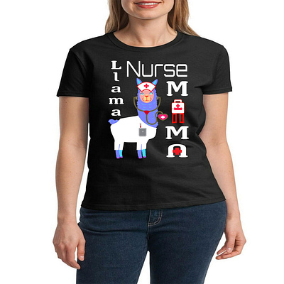 Llama Nurse Mama T-Shirt Design graphic design illustration vector