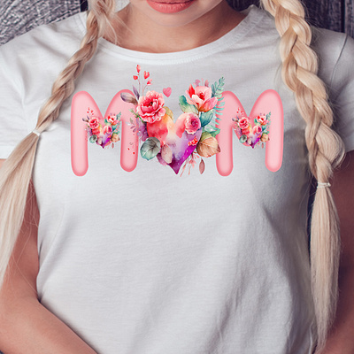 Mom Floral Art T-Shirt Design graphic design illustration vector