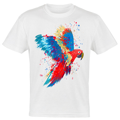 Macaw Parrot Water Colour Effect T-Shirt Design graphic design illustration