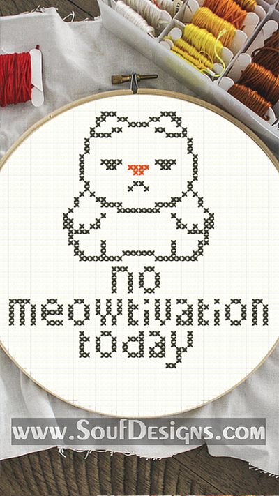 Demotivated Cat Embroidery Cross Stitch Pattern embroidery