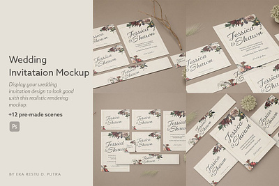 Wedding Invitation Mockup branding design illustration logo mockup product mockup ui