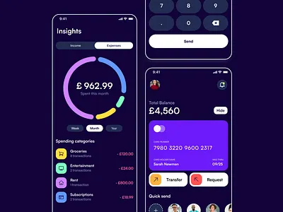 Mobile Banking App bank banking app dark mode ios app mobile app money ui ux