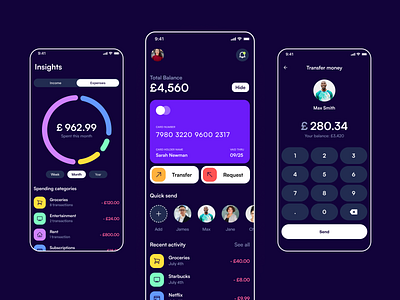 Mobile Banking App - Dark Mode app design bank banking banking app dark mode ios app mobile app money ui ux