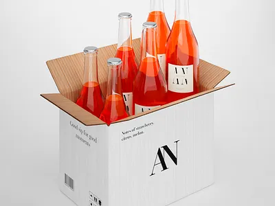 AN Bottles 3d advertising blender3d bottles box branding cgi photorealistic postproduction product render visualization wine