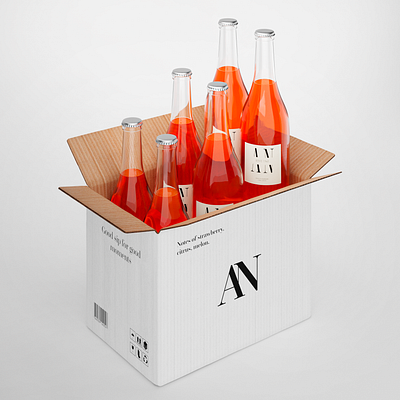 AN Bottles 3d advertising blender3d bottles box branding cgi photorealistic postproduction product render visualization wine