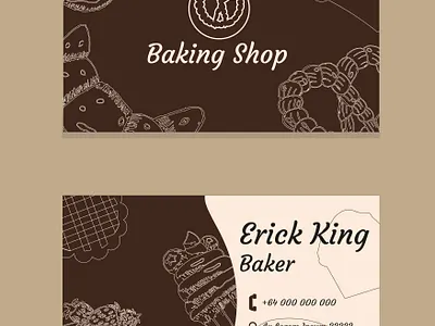 Bakery business card bake bakery buisness card croissant cupcake pretzel sweets tasty