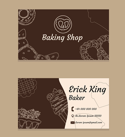 Bakery business card bake bakery buisness card croissant cupcake pretzel sweets tasty