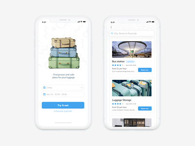 Luggage Storage App design ui