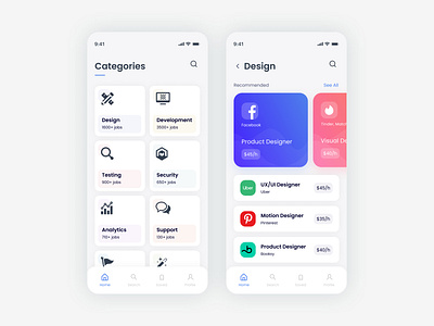 Job Portal App app design ui ux