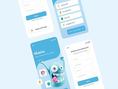 Habity - kid-friendly app for building healthy habits app design ui ux