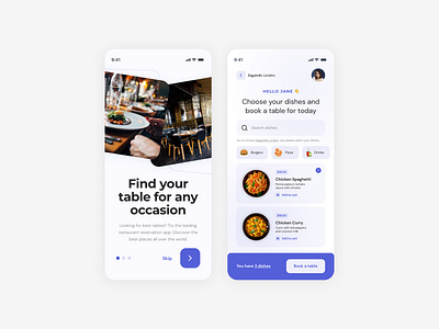 Table Booking App app design ui ux