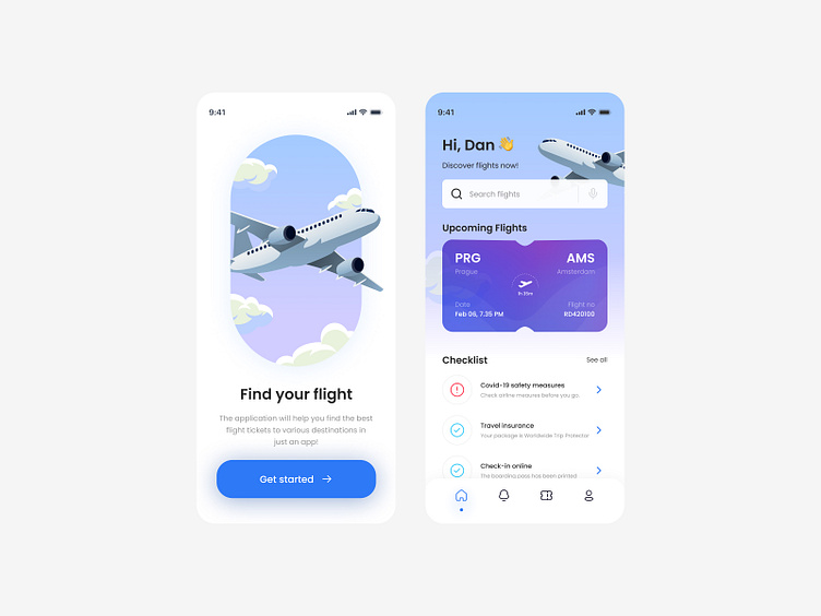 Flight Ticket Booking App by Michał Opałka on Dribbble