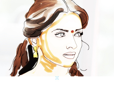 Portrait Practice_ Deepika Padukone illustration